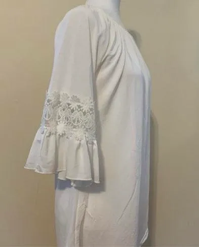 NWT Ruffle Sleeve Tunic In White Size M - Image 2