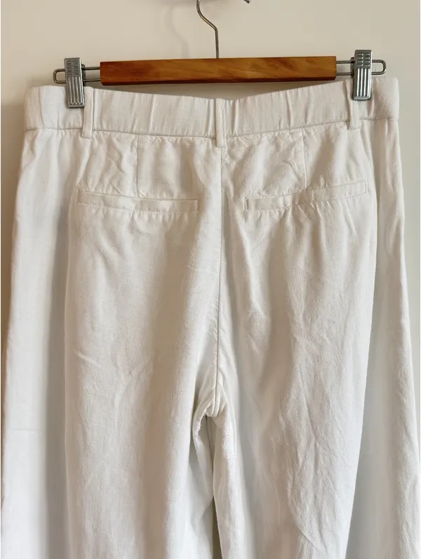 Abercrombie A&F Sloane Linen Blend Tailored Wide Leg Pants White Size 27 4R - Image 9