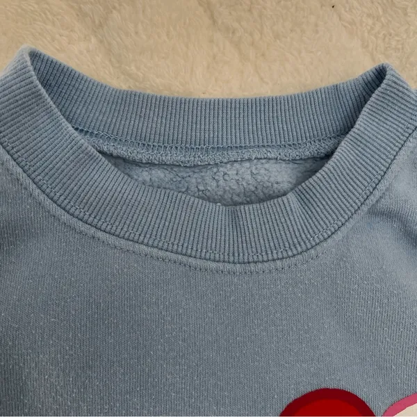 Hello Kitty Light Blue Crew Neck Sweatshirt w/ Red Heart size xxs Sanrio - Image 6