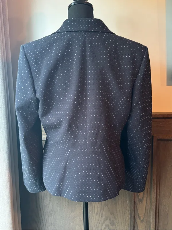Sag Harbor Classic Navy Polka Dot Women's Blazer Jacket - Navy 12 EUC - Image 4