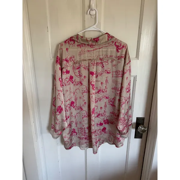 Free People Dreamy Days pink cowboy rodeo satin pajama top size‎ medium - Image 7