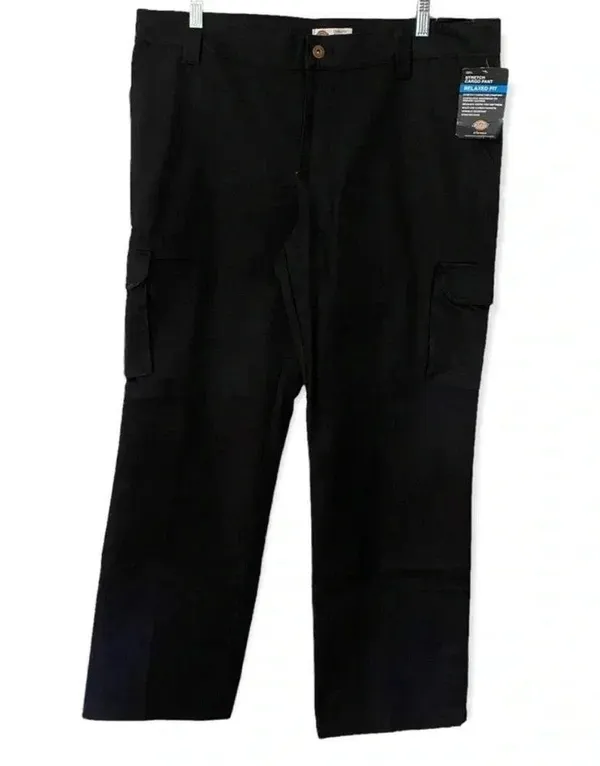 NWT Dickies Women's Stretch Cargo Pants Black Relaxed Fit Straight Leg Sz 16R - Image 4