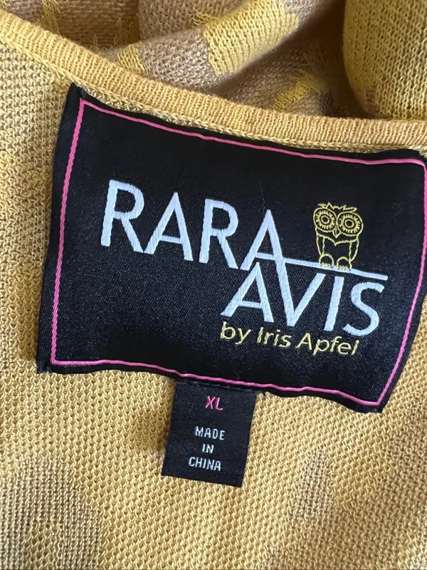 Rara Avis by Iris Apfel Yellow Ikat Duster Cardigan XL Tassel Art to Wear - Image 5