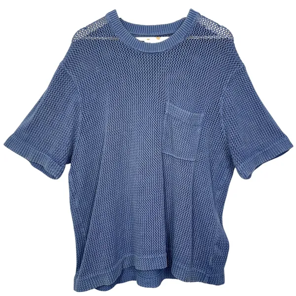 Abercrombie & Fitch Blue Open Knit Oversized Short Sleeve Sweater Top Sz XXL 2XL - Image 2