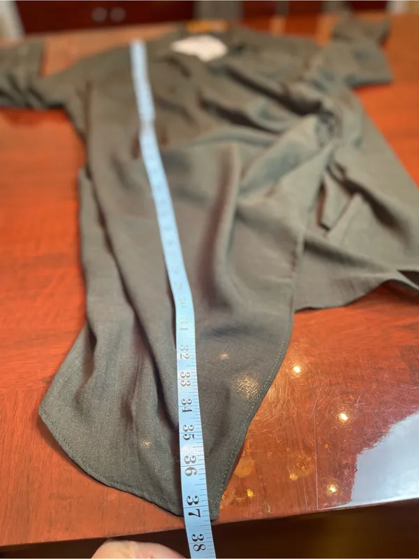 Zara Dark Green Wool Blend Draped Asymmetrical Avant Garde Long Wrap Blouse L - Image 9