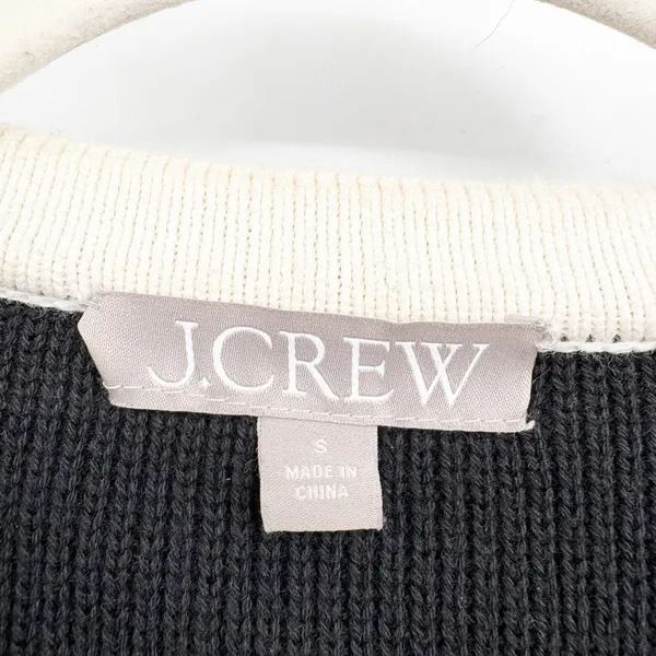 J.Crew Womens Emilie Black Ivory Tipping Preppy Knit Sweater Lady Jacket S BX470 - Image 3