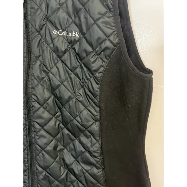 Women's Columbia Warmer Days Fleece‎ Hooded Vest Size XL Black Quilted - Image 3