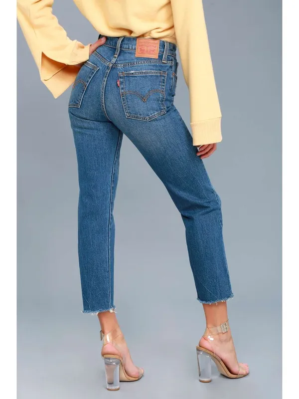 Levi’s Wedgie Straight Jeans 25 Lasting Impression Distressed Raw Hem $98 - Image 13