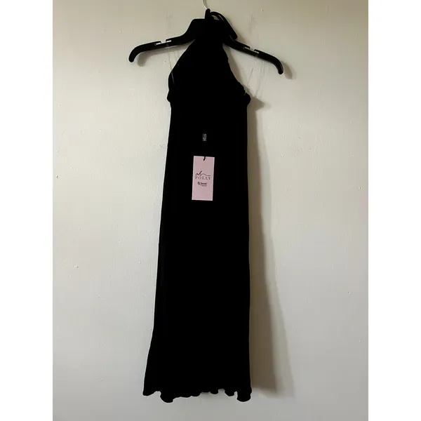 Oh Polly Karissa Modal Halterneck Midaxi Midi Dress Black Size XS Open Back CLM - Image 5
