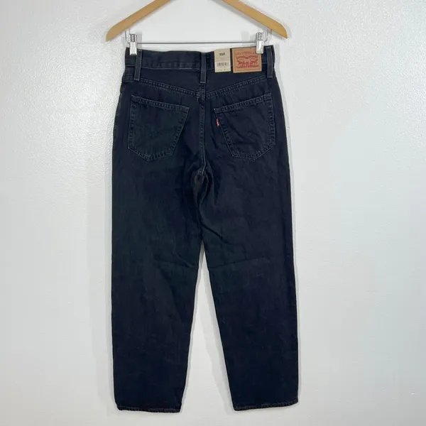 Levis 94‎ Baggy Jeans Womens 25x31 Mid Rise Straight Leg Black Wash Effortless - Image 3