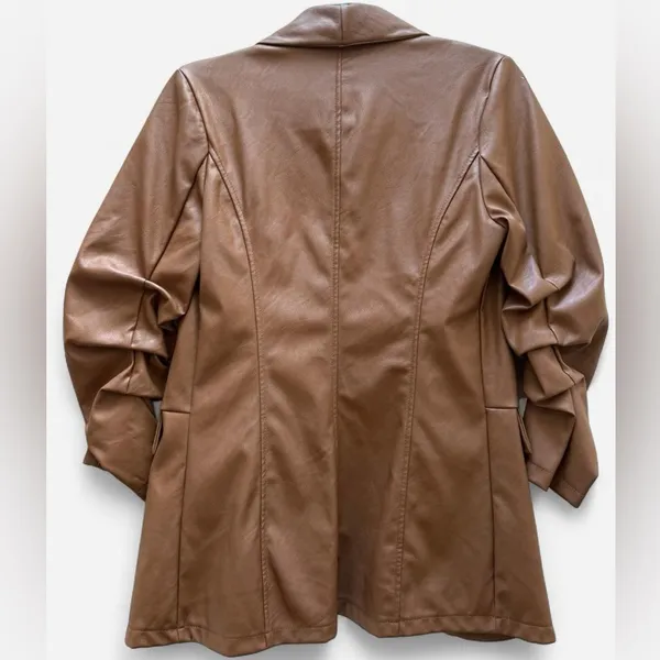 Venti 6 Caramel Faux Leather Blazer Jacket Size Small Casual Boho Festival - Image 4