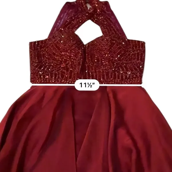 Sherri Hill‎ Red Halter Fit & Flare Cocktail Dress Women's Size 2 Beaded Formal - Image 10