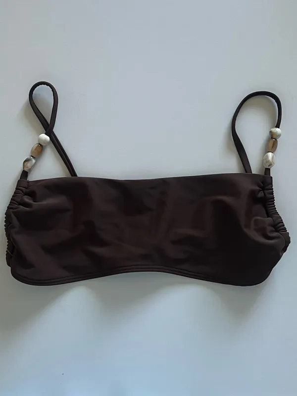 {Abercrombie & Fitch} Brand New Brown Bandeau Beaded Bikini Top - Image 3