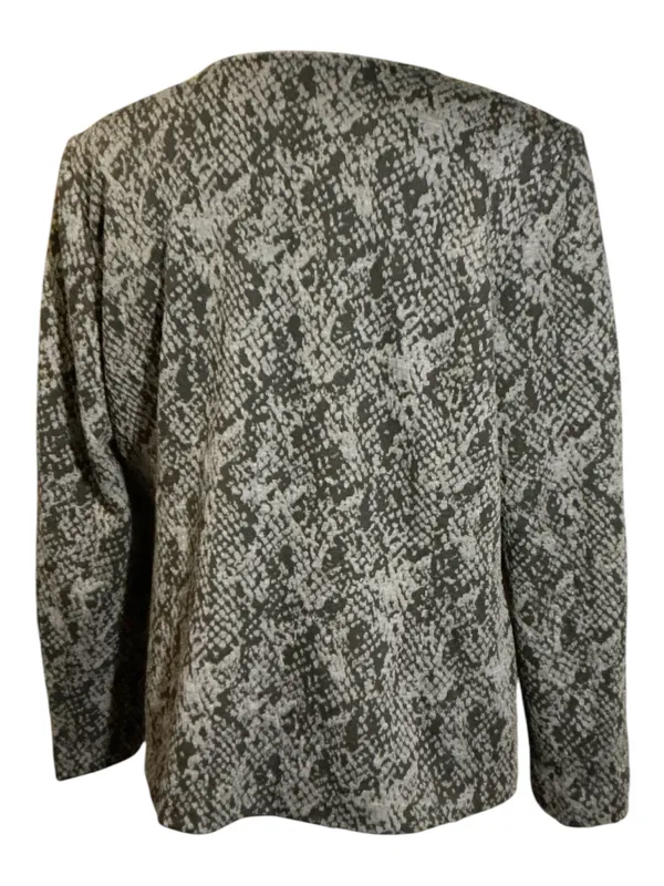 JM Collection Women’s Size 12 Snake Print Full-Zip Knit Jacket / Top Gray Black - Image 2