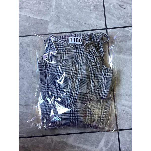 Just Polly New York Glen Plaid Bustier Mini Dress Black White Slit Sleeveless L - Image 6