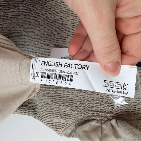 NWT English Factory Smocked Ruffle Sleeve Dress Sz XS Beige Fit‎ & Flare Neutral - Image 6