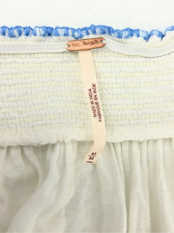 Free People Valley Linen Blend Embroidered Bell Sleve Top Size M - Image 12