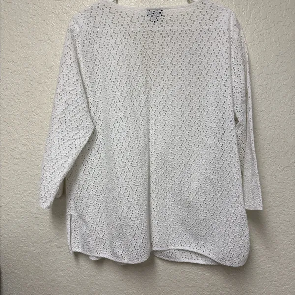 TALBOTS Woman White Eyelet Blouse - Image 4