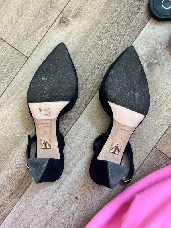 Tamara Mellon Suede Ankle Strap Heels Black Size 6.5 - Image 4