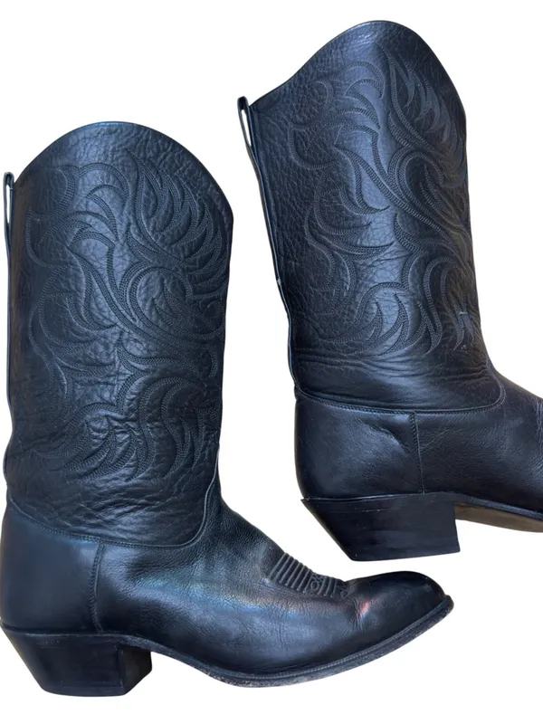 Tony Lama Black Leather Western Cowboy Boots Women’s 8 M Vintage USA Western GUC - Image 8