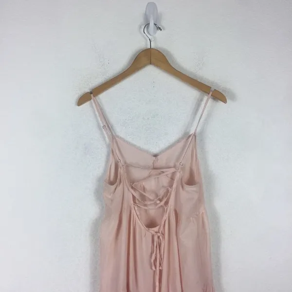Urban Outfitters Harper Pink Tiered Lace-Up Babydoll Dress Small - Image 13