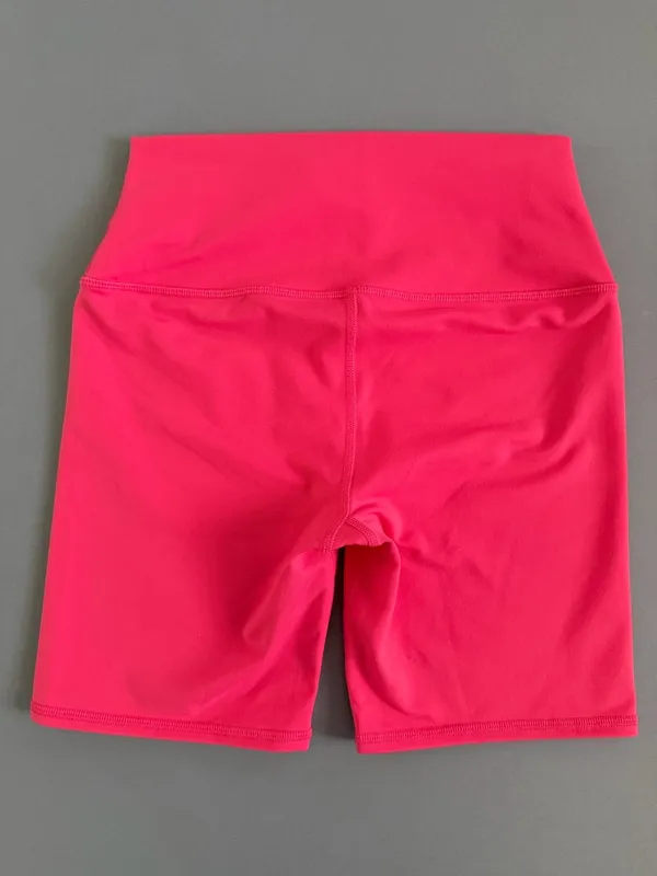 Alo Yoga Airbrush 6.5” High-Waist Bright Pink Biker‎ Shorts - Image 2