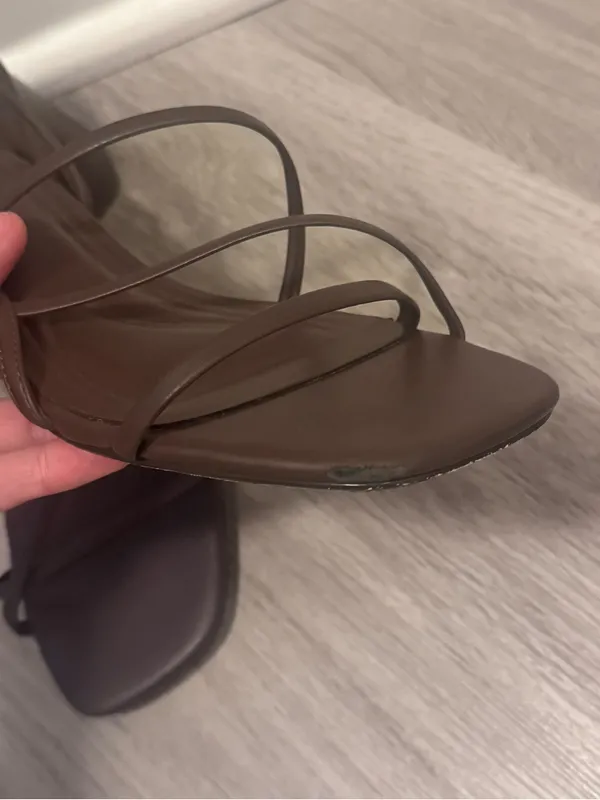 Christian Siriano Dark Brown Strappy Block Heel Sandals - Image 3