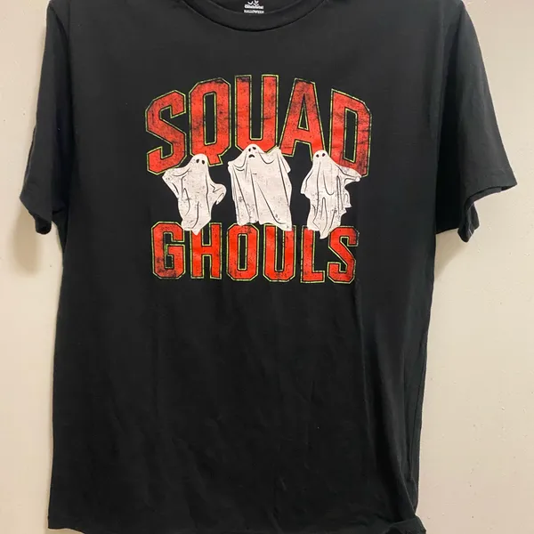 Celebrate Halloween Womens Tee T Shirt Black M Medium 38” Squad Ghouls Ghosts - Image 2