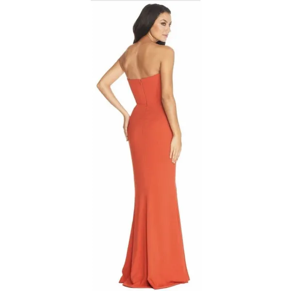 Dress the Population Fernanda Maxi Dress Strapless V Neck‎ Gown Poppy Orange L - Image 4