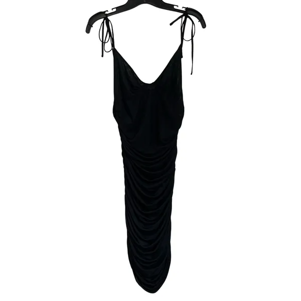 Aritzia Wilfred Winona Black Mesh Ruched‎ Dress Size M - Image 3
