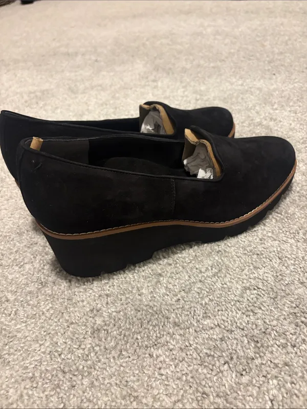 NWT Vionic Willa Wedge Black Suede Slip-On Loafers Comfort Shoes wedge heel 11 - Image 3