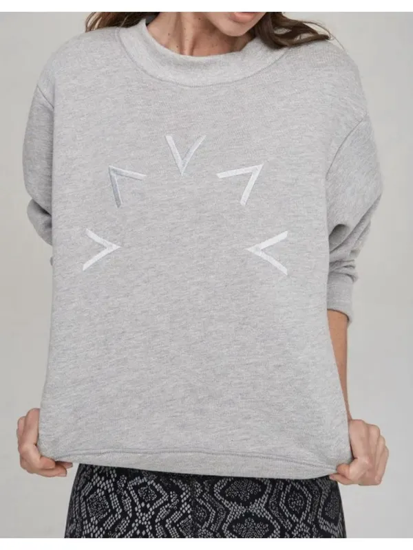 VARLEY Cropped Sweatshirt Small Oatmeal - Knoll Short Sleeve Gym Workout - Image 2