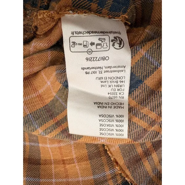 Free People Plaid Ruffle Mini Skirt Size Orange Blue High Waist Boho L - Image 5