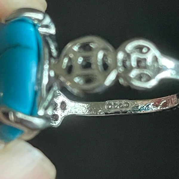Women turquoise stone S925 silver ring size 7.5 - Image 6