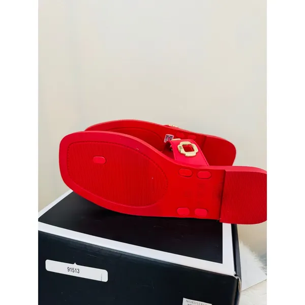 Larroudé Milan Slide Cushioned Sandal (Women), Scarlett Red,‎ Size 8/9, NWT - Image 14