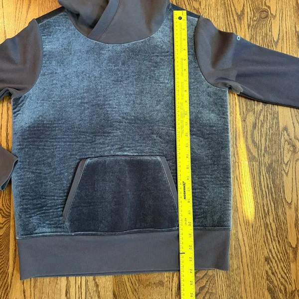 ALO Yoga Luxe Long Sleeve Block Party Hoodie – Soft Velour XS Raisin Purple - Image 9