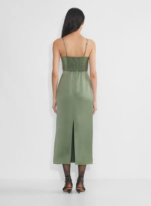 Wilfred aritzia Madelyn square neck Smokey sage green Midi dress Sz 10 Elegant - Image 14
