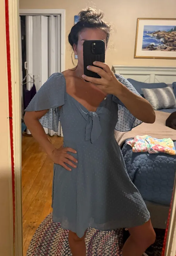 Lulus blue tie front skater dress - Image 4