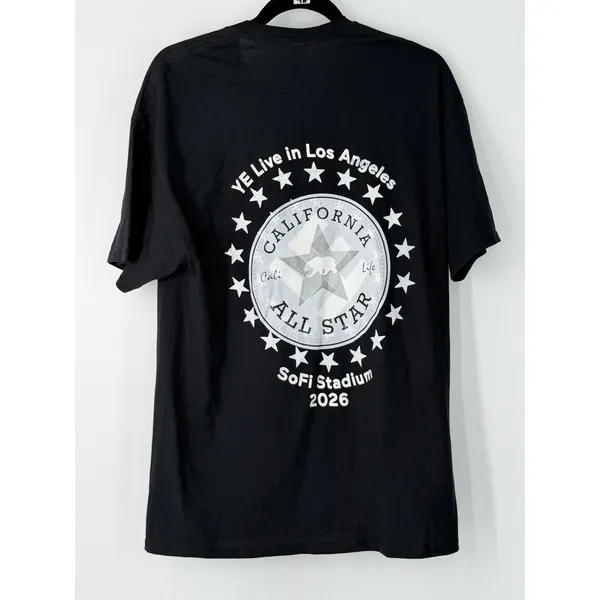 New black Kanye West graphic t-shirt L Rhinestone Concert Tee 2026 LA Unisex - Image 6