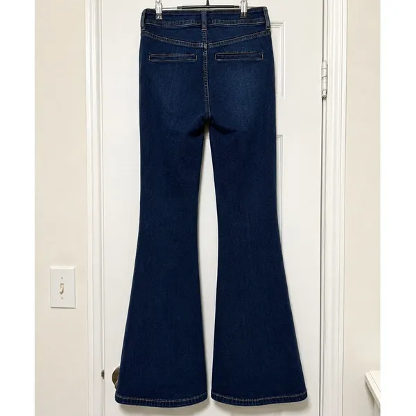We The Free Flare Jeans 25 Dark Wash High Rise Button Fly Boho Y2K Free People - Image 4