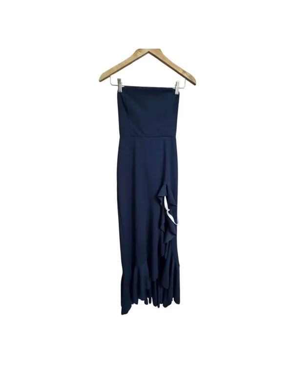 Lucy In The Sky Navy Blue Strapless Back Bow Corset Maxi Dress XXS - Image 7