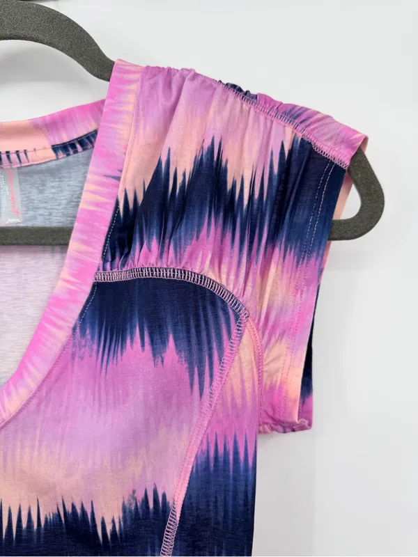 Free People Movement True North Tee XS/S Pink Navy Abstract Active Top - Image 6