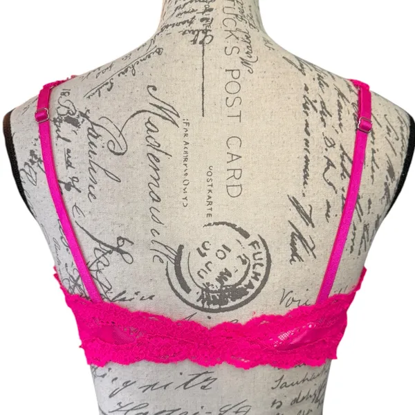 Victoria’s Secret Hot Pink Lace Bralette Size Medium - Image 2