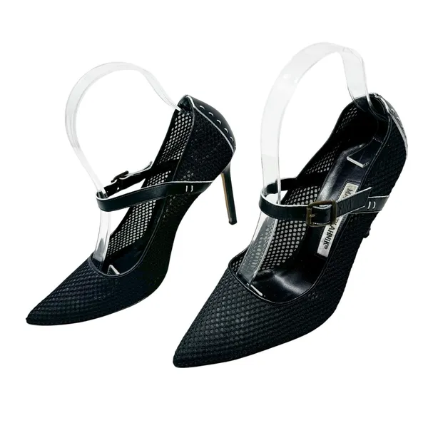 Manolo Blahnik Black Mesh Mary Jane Pumps Size 37 - Image 3