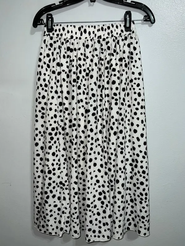 Dalmatian Polka Dot Pleated Midi Skirt – Size XS – Bohemian Style: Summer. - Image 6