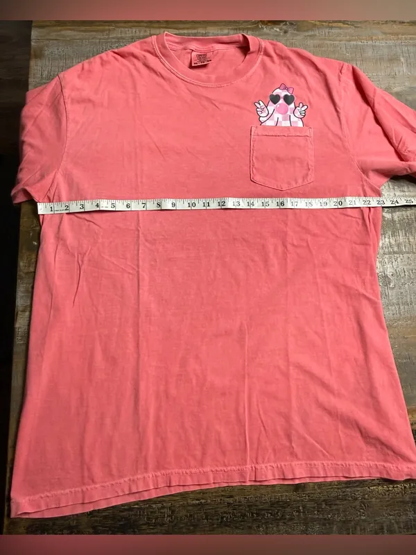 Comfort Colors Pink Short Sleeve Pocket Tee w/ Heart-Sunglasses Checkered Ghost - Image 5