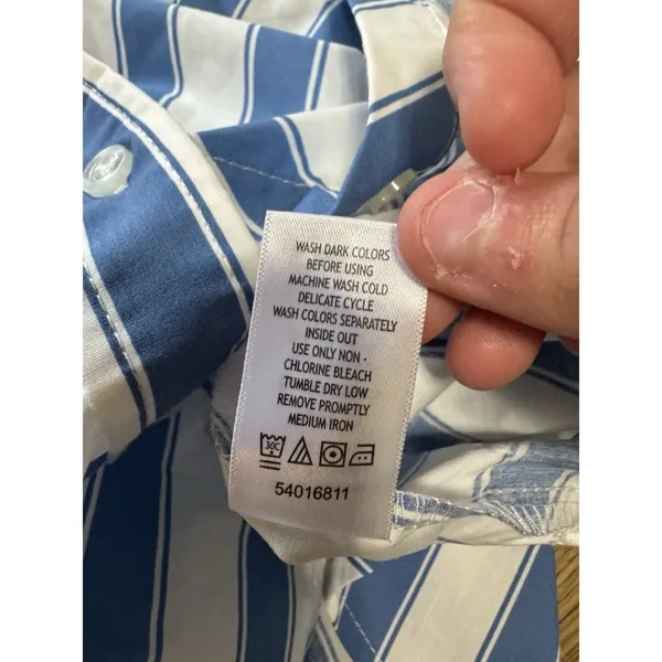 Woman Within‎ Womens Blue White Striped Print Button Up Shirt Size Large Office - Image 9