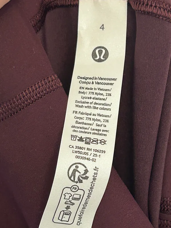 NWT lululemon Wunder Train HR Tight 28" size 4 Goodnight Plum authentic - Image 6