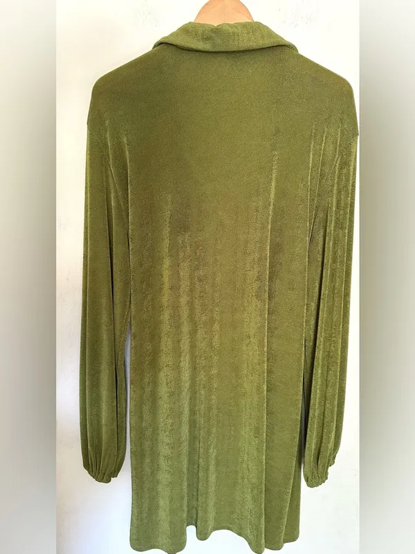 Princess Polly Party Time Olive Green Knit Top-‎ Mini Dress Sz 16 Comfy Flowy - Image 4