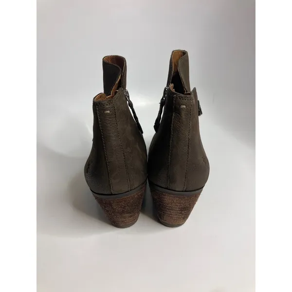 Frye Ankle Boots Womens 8.5 Brown Excellent Leather Pointed Toe Side Zip Booties - Image 4